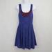 Free People Dresses | Free People Stretch Knit Floral Tulle Beaded Skater Dress Women's Medium | Color: Blue/Purple | Size: M