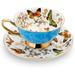 Passetas Coffee Cup Mug w/ Saucer For Latte, Cappuccino Tea w/ Butterflies 6.8 Oz Fine Bone China, 1 PcsGreen Bone China/ in Blue | Wayfair