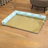 Tucker Murphy Pet™ Cat Mat Summer Mat Dog Mat For Sleeping Cat Mat Anti-Biting Ice Mat Summer Pet Supplies_Patchwork in Blue/Brown | Wayfair