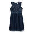 Maya Deluxe Mädchen Maya Deluxe Girls' Sequin Embellished Wedding and Birthday Festive With Ribbon Bow Bridesmaid Dress Kleid, Navy, 5-6 Jahre EU