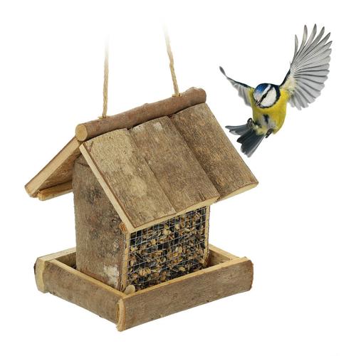 Vogelfutterhaus, Wildvogel Futterstelle zum Aufhängen, hbt 17 x 14,5 x 11,5 cm, Vogelhäuschen aus