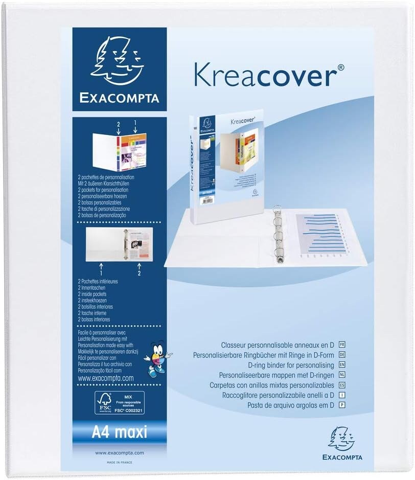 20 x FALKEN Präsentationsringbuch DIN A4 2 x DIN A5 Ringbuch 4 D-Ringe Ø 40 mm Weiß Image