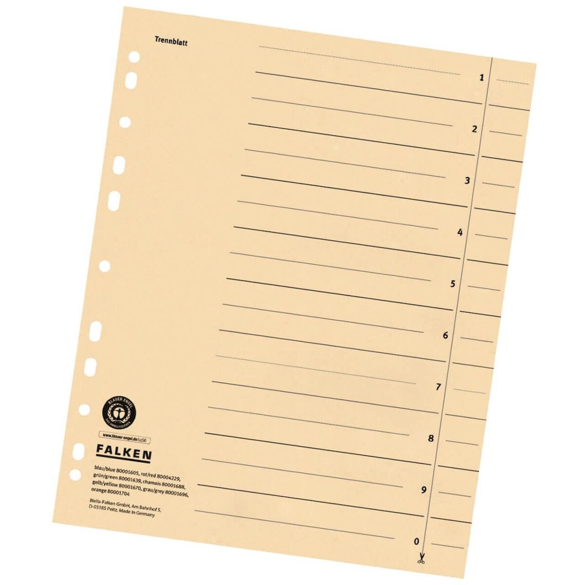 400 x FALKEN Trennblätter DIN A4 liniert Chamois Image