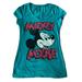 Disney Tops | Disney Mickey Mouse V Neck Shirt Size L Juniors Teal Graphic Tee Top Colorful | Color: Blue/Green | Size: Lj