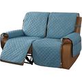 Non-Slip Recliner Chair Cover Sofa Slipcover, Reversible Recliner Sofa Cover with Elastic Adjustable Strap, Washable Reclining Sofa Slipcover Recliner Furniture Protector (Blue,Recliner Loveseat)