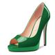 NobleOnly Women's High Heel Platform Peep Open Toe Pumps Court Shoe Slip-on Clear Cute Party Sandals 12 CM Heels Green 8 UK