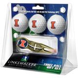 Illinois Fighting Illini 3-Pack Golf Ball Gift Set with Gold Crosshair Divot Tool