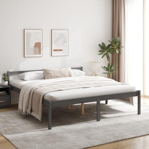 vidaXL Seniorenbett Grau 200×200 cm Massivholz Kiefer