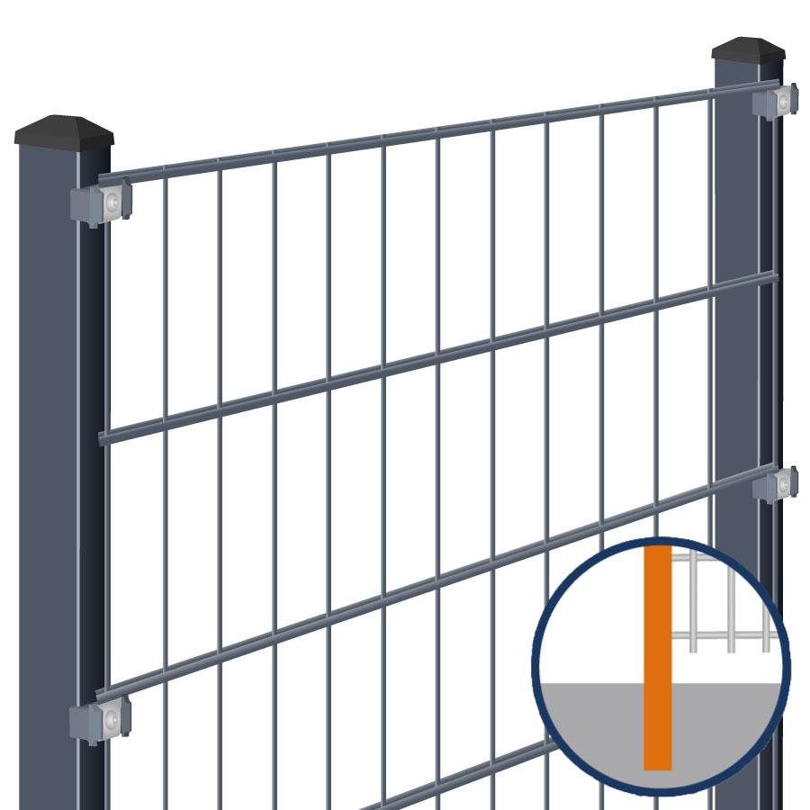 Doppelstabmattenzaun zum Einbetonieren Rundum-sorglos-Paket Anthrazit Komplettset, Halteplättchen, 1030 mm,55 m,8/6/8 mm,gerade Image