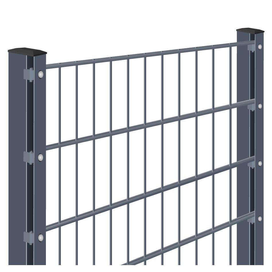 Doppelstabmattenzaun zum Einbetonieren Rundum-sorglos-Paket Anthrazit Komplettset, Halteplättchen, 1430 mm,2 Ecken,37,5 m,8/6/8 mm Image