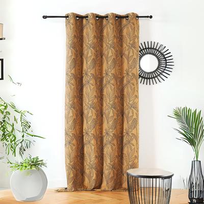 Rideau aux feuilles stylisées jacquard orange 260 x 140