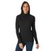 Plus Size Women's Ribbed Cotton Turtleneck Sweater by Jessica London in Black (Size 42/44) Sweater 100% Cotton