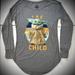 Disney Tops | Disney Parks Star Wars Grogu Yoda "The Child” Raglan Long Sleeve Adult T-Shirt | Color: Gray/Green | Size: L