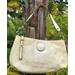 Coach Bags | Coach Creed Ivory Patent Distressed Leather Embossed Small Shoulder Bag Purse | Color: Cream/Gray | Size: Os