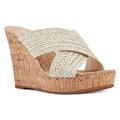 Nine West Shoes | Nine West Bridget Women's Cork Wedge Sandals Size 7 M | Color: Tan/White | Size: 7