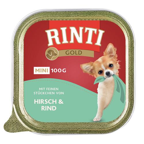 6 x 100g Gold Mini Hirsch & Rind RINTI Hundefutter nass