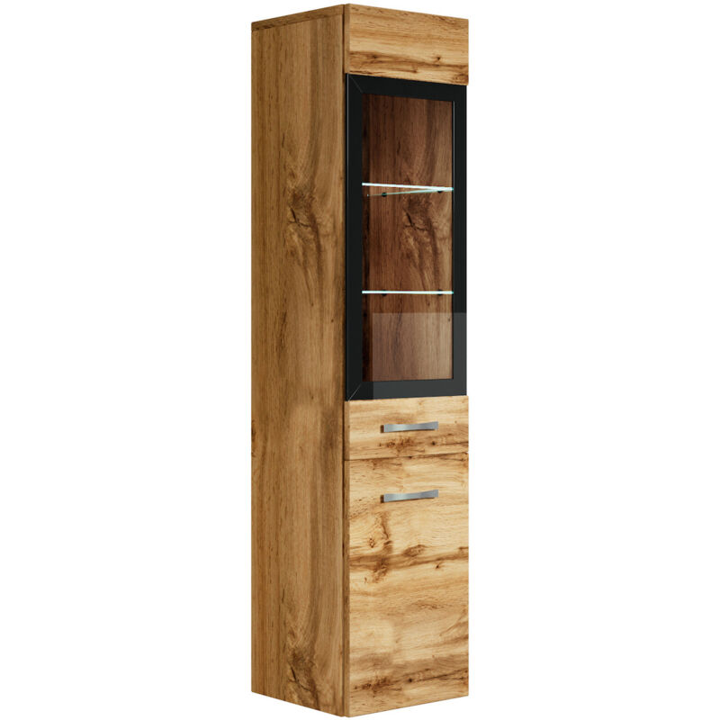 Badezimmer Schrank Rio 131 cm Eiche – Regal Schrank Hochschrank Schrank Möbel Badschrank – Eiche