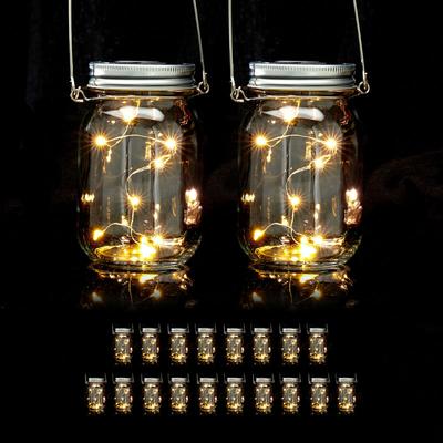 20x Solar Glas im Set, je 8 LED im Einmachglas, Dekolicht, stellen oder hängen, Solarleuchte für Image