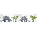 Frise murale animaux chambre enfant | Frise papier peint dinosaure blanc, vert & gris | Frise