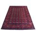 Shahbanu Rugs Deep and Saturated Red Tribal Design Velvety Wool, Afghan Khamyab Hand Knotted Oriental Rug (5'0" x 6'7")