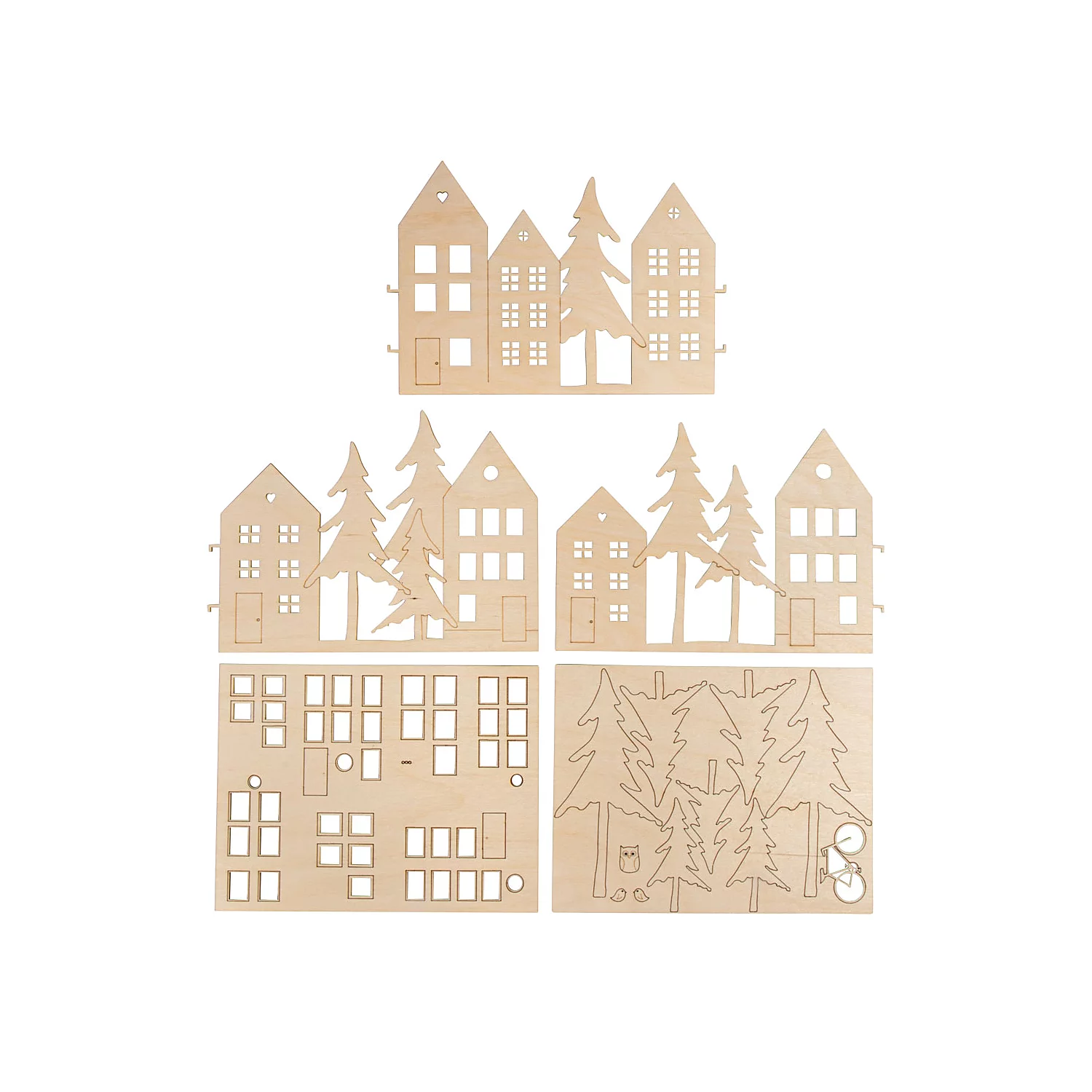 Holzdeko Häuser & Bäume, 64-teilig Image