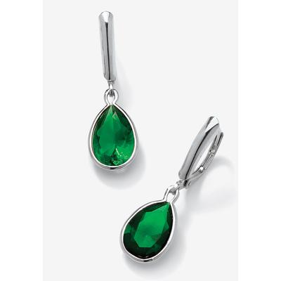 Women's Sterling Silver Drop Earrings Pear Cut Simulated Birthstones by PalmBeach Jewelry in May