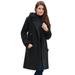 Plus Size Women's Hooded Button-Front Fleece Coat by Roaman's in Black (Size 6X)