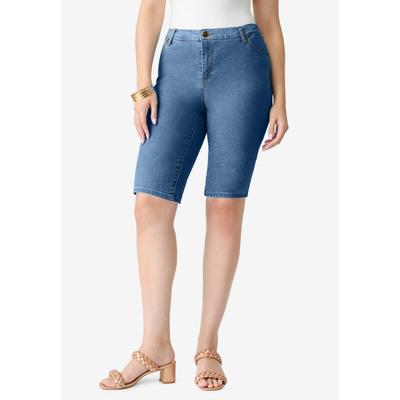 Plus Size Women's Plus Size Classic Stretch Bermuda Short by Denim 24/7 by Roamans in Medium Wash (Size 40 W)