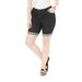 Plus Size Women's Invisible Stretch® Contour Cuffed Short by Denim 24/7 in Black Denim (Size 44 W)