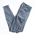 American Eagle Outfitters Jeans | American Eagle Distressed Blue Grey Super Stretch Hi Rise Jegging Jean Size 2 | Color: Blue/Gray | Size: 2