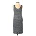 Lou & Grey Casual Dress Scoop Neck Sleeveless: Gray Print Dresses - Women's Size X-Small