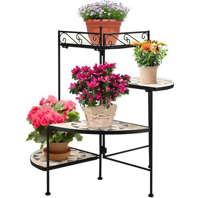 Outsunny - Blumenständer 4-Stufe-Blumentreppe faltbar dekorative für Innen und Außen Garten Balkon