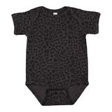 Rabbit Skins 4424 Infant Fine Jersey Bodysuit in Black Leopard size Newborn | Cotton LA4424, RS4424