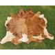 Unique Brown White Modern Cowhide Rug - Cowhide Accent Rug for Living Area Floor - Southwestern Leather rug - Personalized Gift for Mother