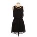 City Triangles Casual Dress - Mini Crew Neck Sleeveless: Black Print Dresses - Women's Size Small