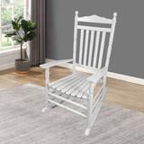 Rasoo Vintage Wooden Balcony Porch Rocker Comfortable Chair with Wide Seat and Armrest and Sturdy Slatted Back Rest