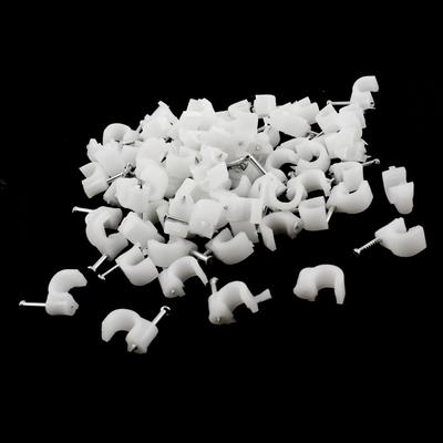 100 Pcs Wall Mount 6mm Dia Electric Cable Circle Nail Clips Fasteners - White