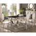 Luxurious Modern Design Stainless Steel Dining Set with Black Glass Table Top