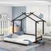 Twin to King Design Extending House Bed//Wooden Daybed//Health and Comfort//Rustic Style//Fence-shaped Guardrails