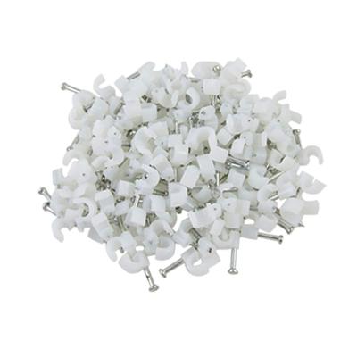 4mm Dia Cable Coax Inserting Circle Nail Clip 120 Pcs - White