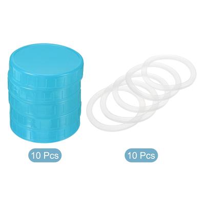 86mm Wide Mouth Plastic Mason Jar Lids, 10Pcs Jars Caps w Sealing Ring