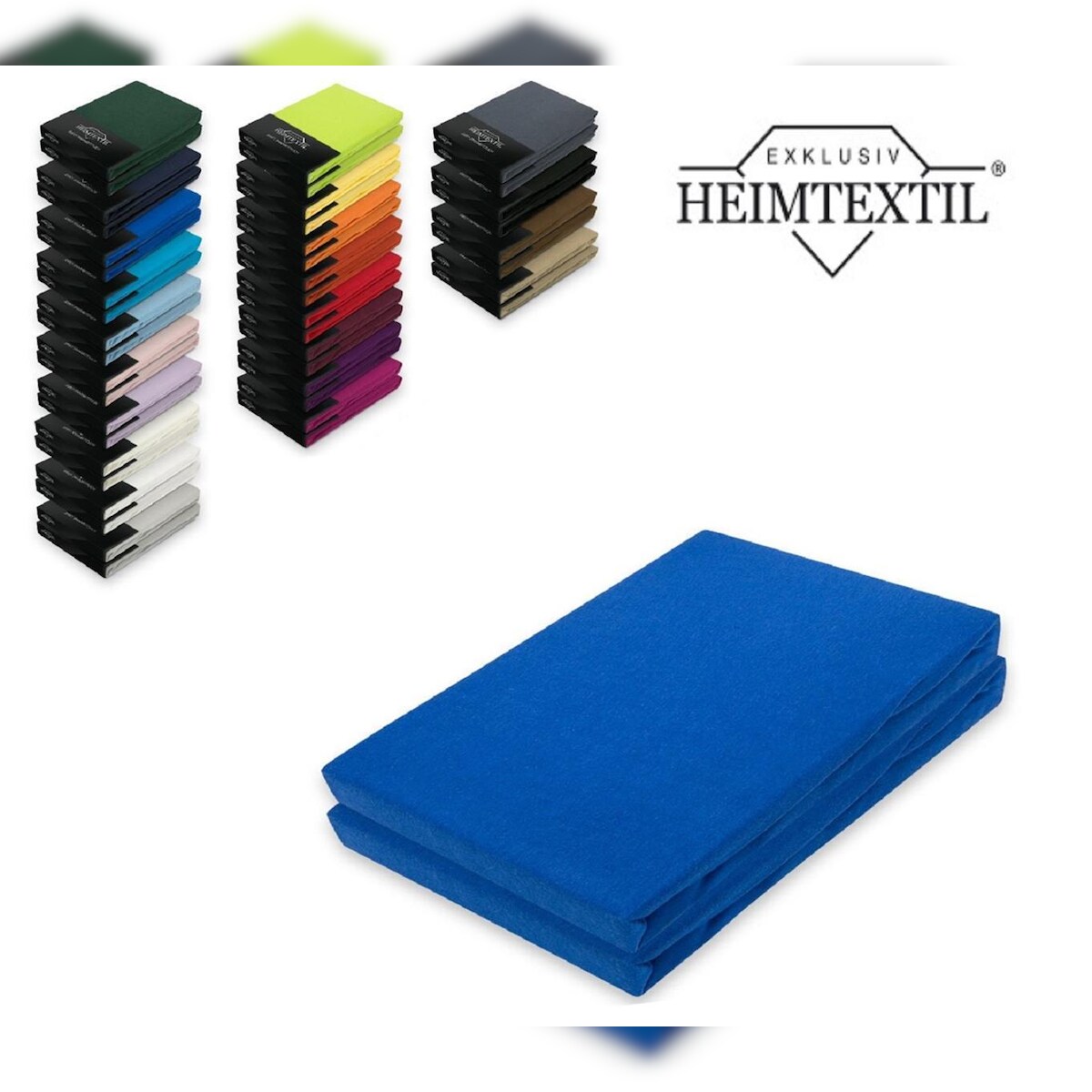 EXKLUSIV HEIMTEXTIL Marke Topper Jersey Spannbettlaken Doppelpack 140x200 - 160x200 cm Royalblau Image