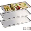 Plateaux de service, lot de 3, Acier inoxydable, adapté au lave-vaisselle, saucisson, 45,5 x 22 cm,