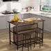 Grondin Mid-Century Modern 3-Piece Faux Marble Top Kitchen Island Set with 2 Stools and Shelves - N/A