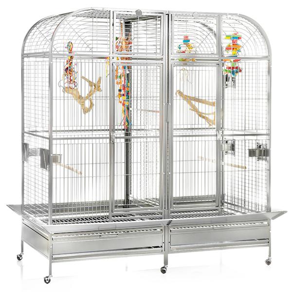 a-e-cage-company-double-macaw-cage-with-removable-divider-in-platinum,-64"-l-x-32"-w-x-74"-h,-28-lbs/