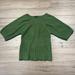 J. Crew Tops | J Crew Square Neck Balloon Sleeve Fitted Sweater Shirt Ribbed In Green M0097 | Color: Green | Size: S