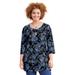 Plus Size Women's Liz&Me® Swing Tunic Top by Liz&Me in Black French Blue Paisley Floral (Size 4X)