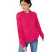 Plus Size Women's Pointelle Mockneck Pullover by ellos in Pink Raspberry (Size 30/32)