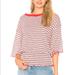 Free People Tops | 2 For $20 Free People We The Free Ebony Red Striped Smocked Tee Shirt | Color: Blue/Red | Size: M