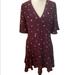 Madewell Dresses | Madewell Burgundy With Cream Novelty Star Print 100% Silk Size 14 Dress. | Color: Purple/Red | Size: 14